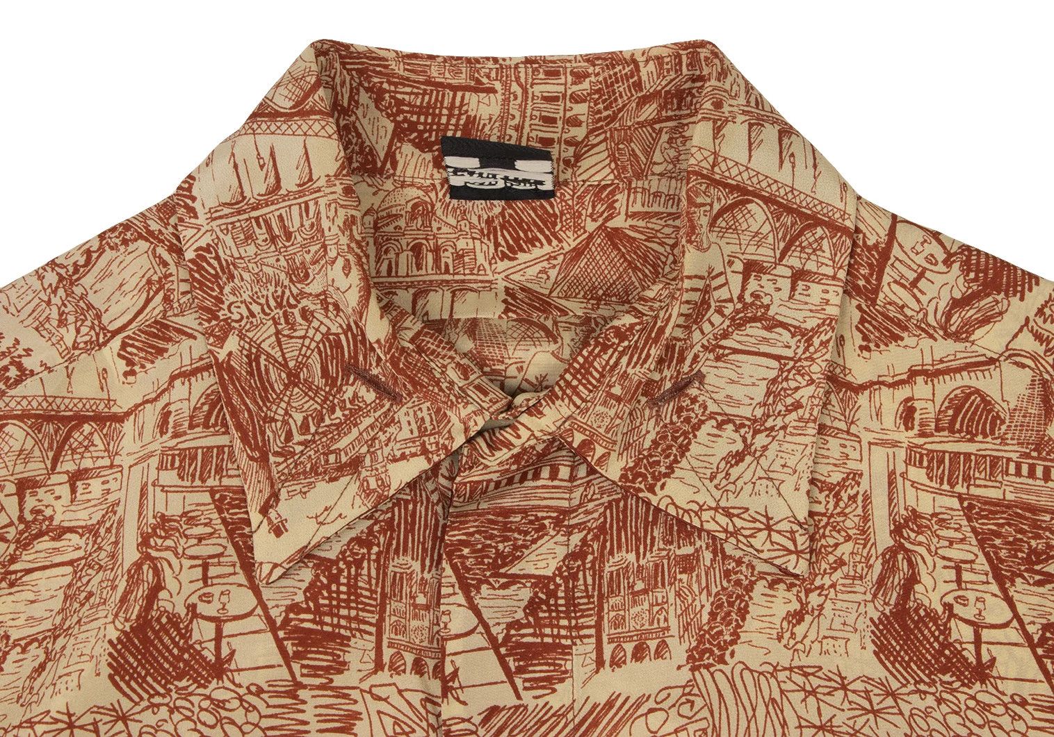 Jean Paul Gaultier Silk Drawing Print Shirt in Beige Red, Size 48 Size US M / EU 48-50 / 2 - 5 Thumbnail