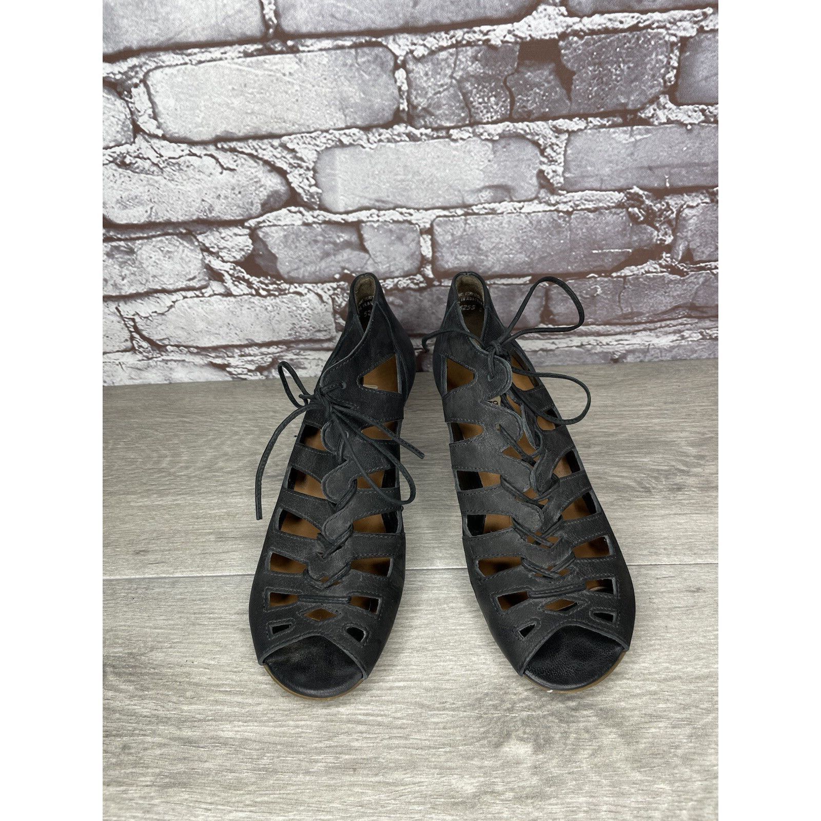 Other Paul Green Munchen Black Leather Caged Lace Up Heel Sandals Size US 6.5 / IT 36.5 - 14 Thumbnail