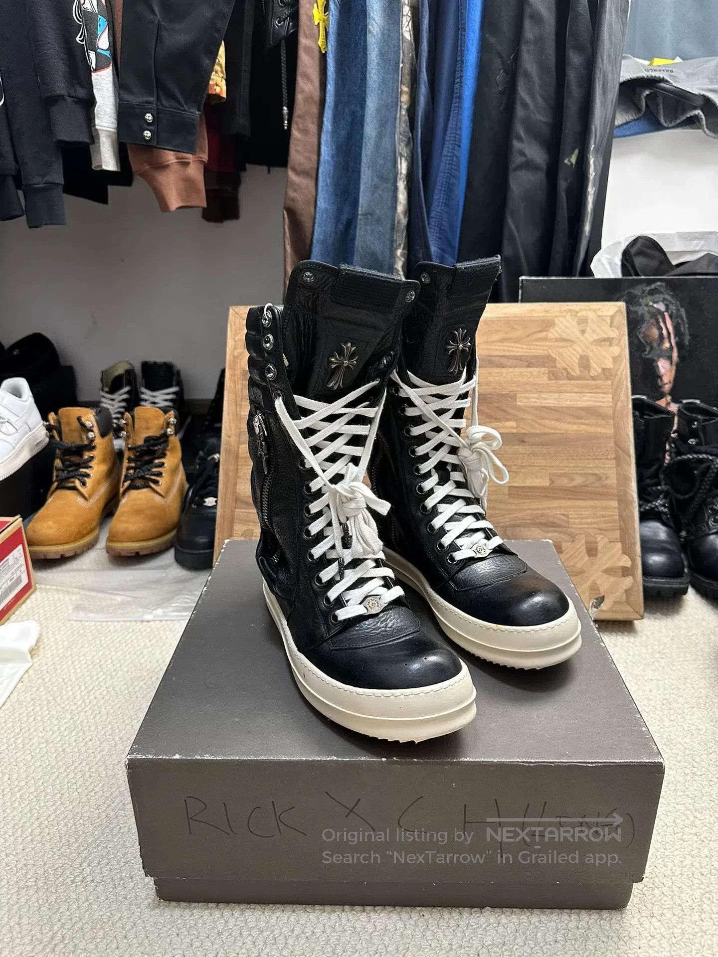 Rick Owens Chrome Hearts Rick Owens Cargobasket Boots. Size US 9 / EU 42 - 1 Thumbnail