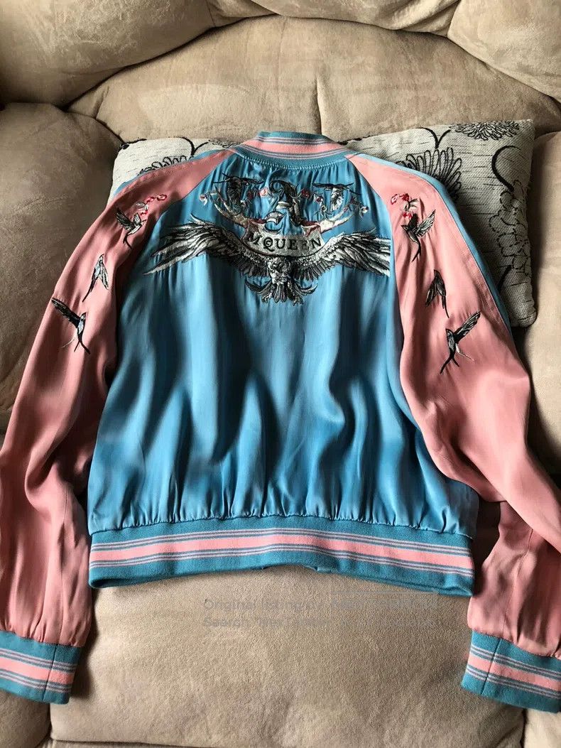 Alexander McQueen Alexander Mcqueen Pink and blue colour block silk baseball Size XS / US 0-2 / IT 36-38 - 1 Thumbnail