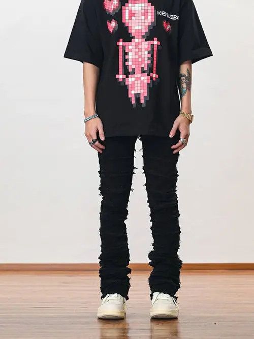 VIBE damaged patch distressed punk jeans Size US 32 / EU 48 - 8 Thumbnail