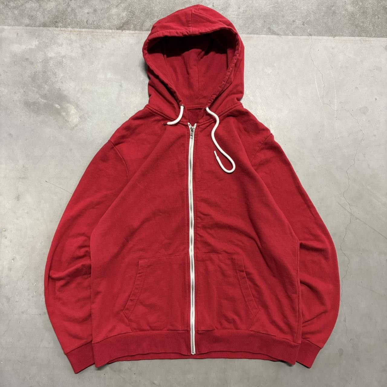 Japanese Brand × Vintage Crazy Vintage Y2K/2000s Blank Red Minimalistic Zipup Hoodie! Size US L / EU 52-54 / 3 - 1 Thumbnail