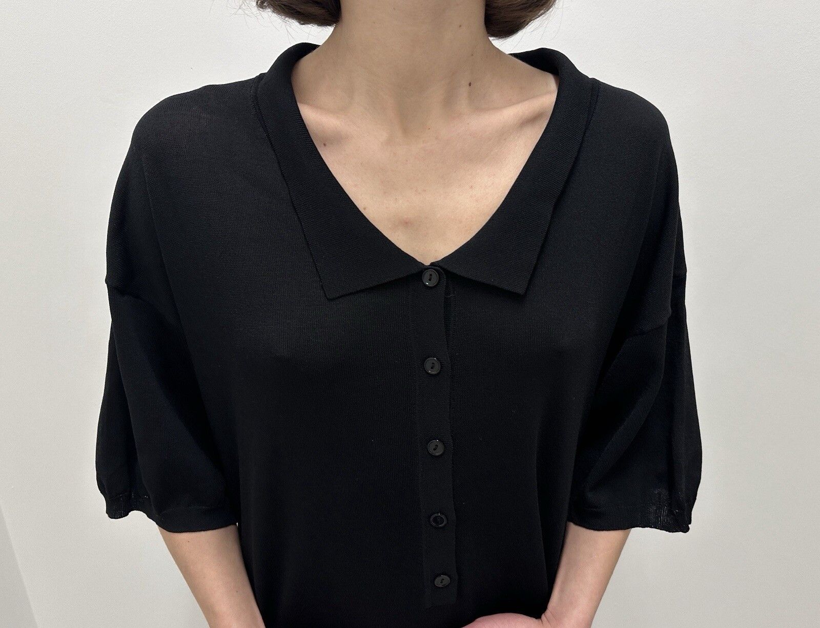 Toteme Toteme Belize Jersey Midi Knit Collared Rayon Dress Black Size S / US 4 / IT 40 - 12 Thumbnail