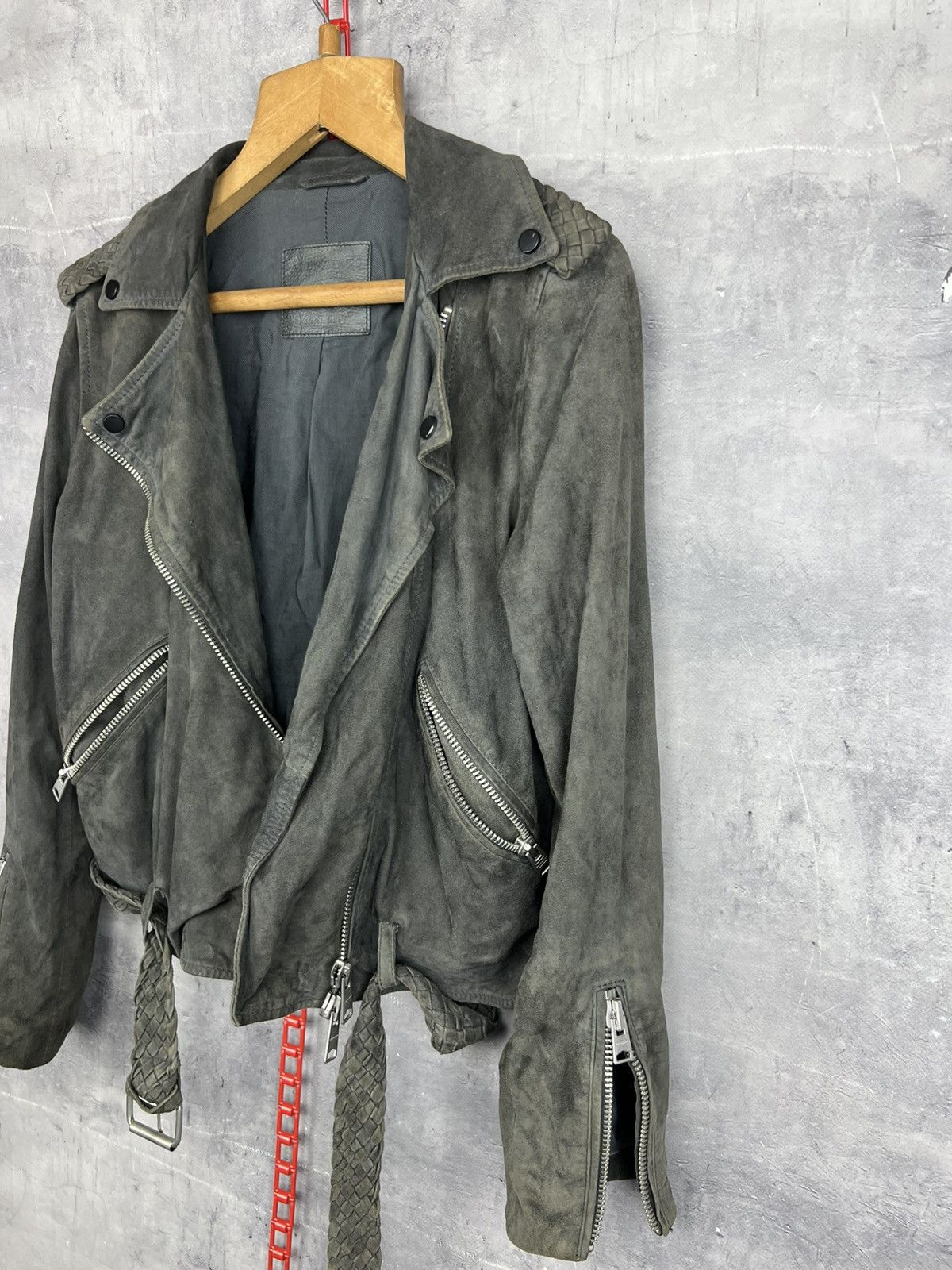 Allsaints ALLSAINTS Braided Wyatt Goat Leather Suede Biker Jacket EU36 Size S / US 4 / IT 40 - 10 Thumbnail