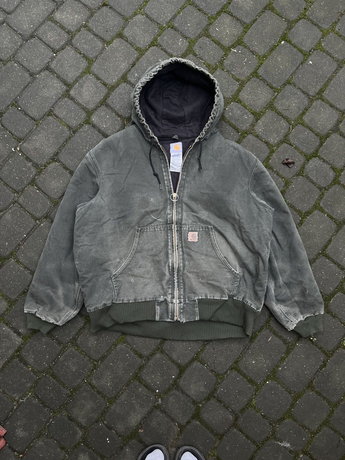 00's Carhartt デニムアクティブジャケット J139 DST Vintage Carhartt Denim Hooded Jacket Plaid Blanket Lined