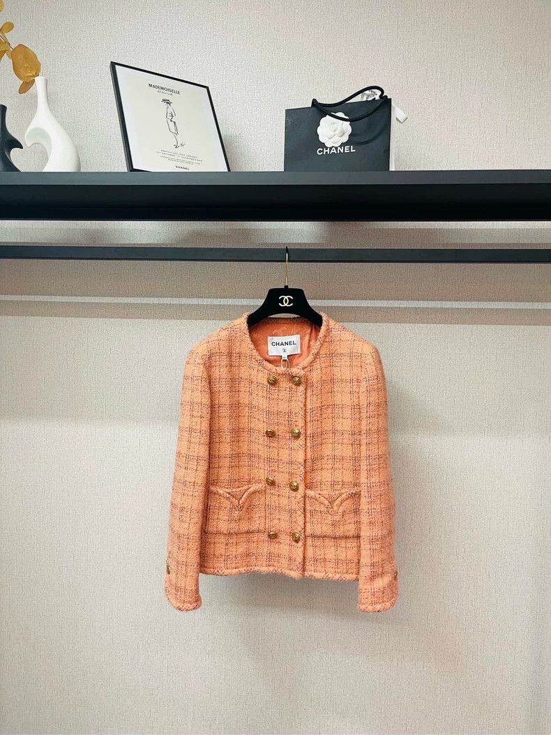 Chanel 24A pink orange popular tweed jacket 2504-Nextarrow