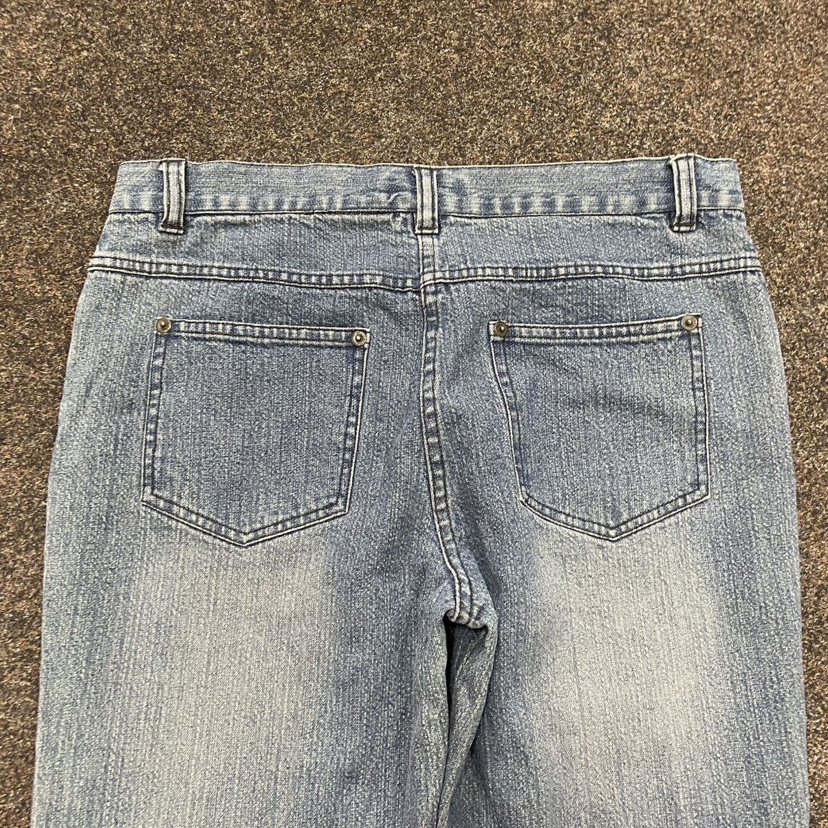 Vintage Vintage Y2K Floral Embroidered Wide Leg Denim Grunge Faded Size 32" / US 10 / IT 46 - 2 Thumbnail