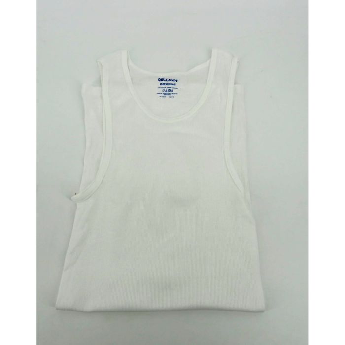 Gildan Gildan Men's White Medium Cotton Ribbed Tank Tops Shirts 6