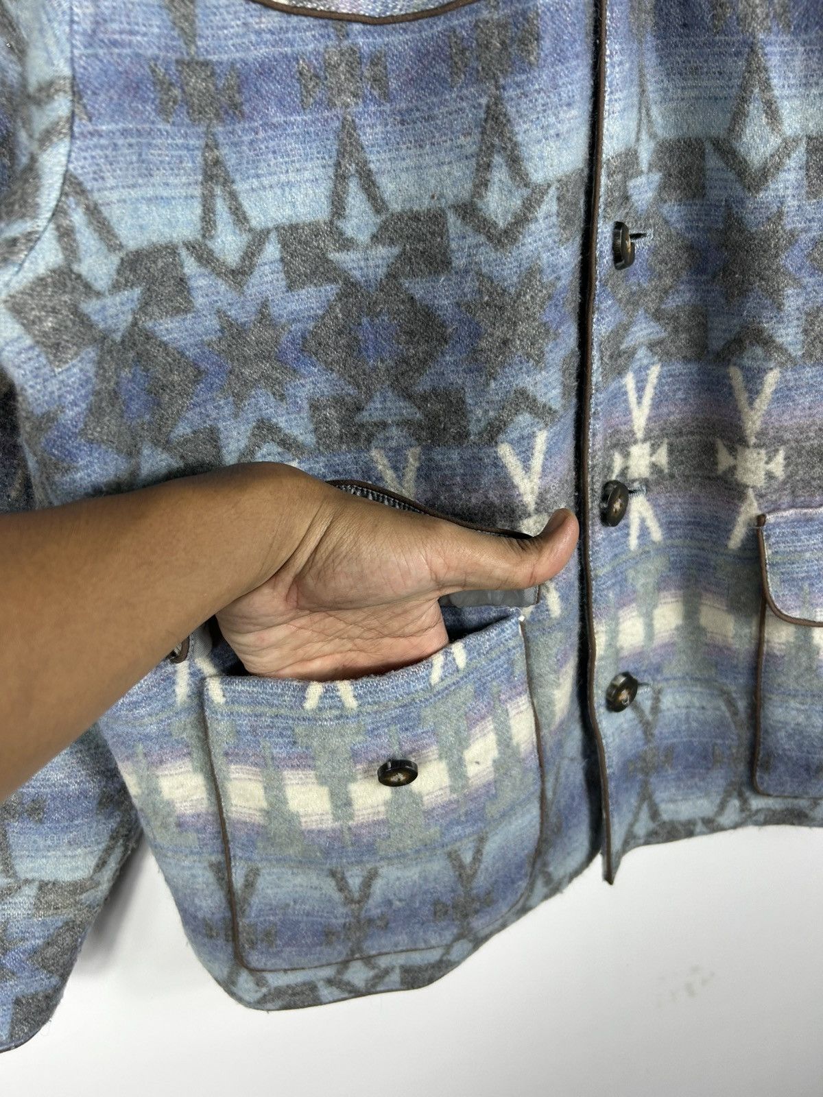Japanese Brand × Native ⚡️Vintage V.A.L.E Western Aztec Fleece Shirt Jacket Size US M / EU 48-50 / 2 - 6 Thumbnail