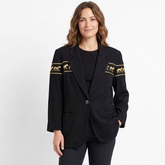 Vintage Vtg Stephanie Queller Black Blazer Jacket Women Size 10 Size L / US 10 / IT 46 - 1 Thumbnail