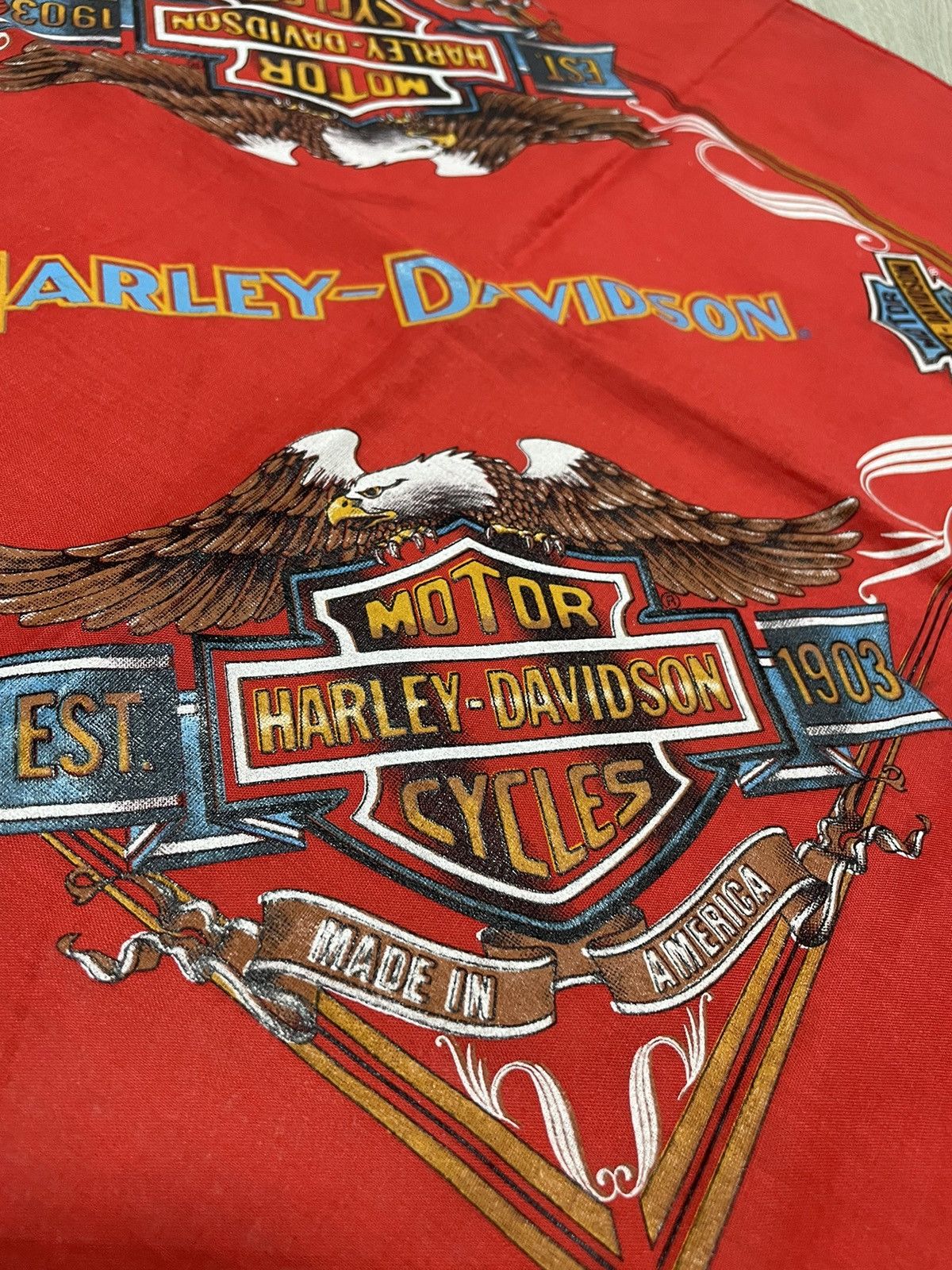 Harley Davidson × Vintage Vintage 3D Emblem Harley Davidson Motorcycle Bandana Size ONE SIZE - 3 Thumbnail