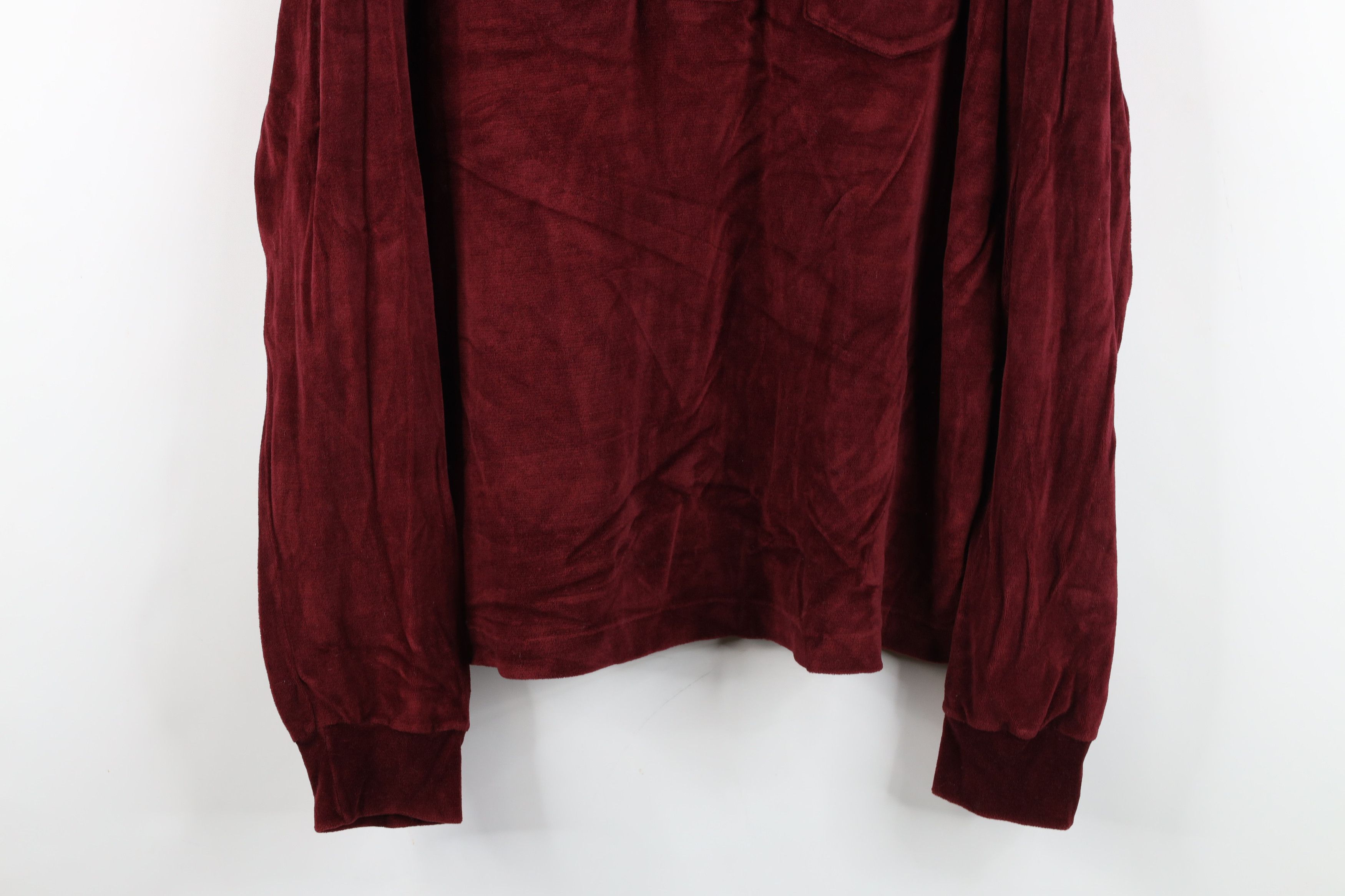 Vintage Vintage 70s Streetwear Velour Collared Long Sleeve Polo Red Size US XL / EU 56 / 4 - 3 Thumbnail