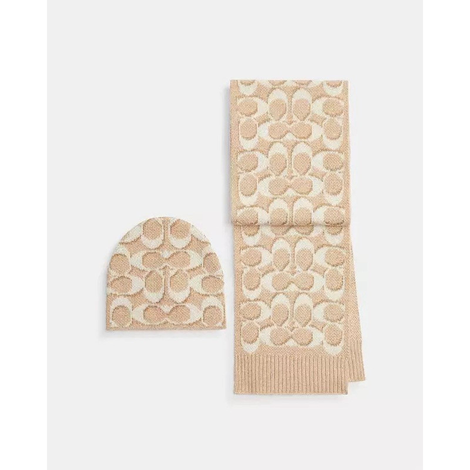 Coach NEW COACH Signature Metallic Beanie Muffler Set CCT69 Ivory Size ONE SIZE - 1 Thumbnail