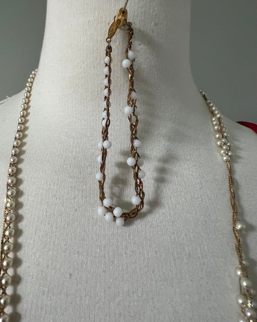 Vintage 1930s Vintage Gold & Pearl Necklace & Bracelet Set by Napier Size ONE SIZE - 4 Thumbnail