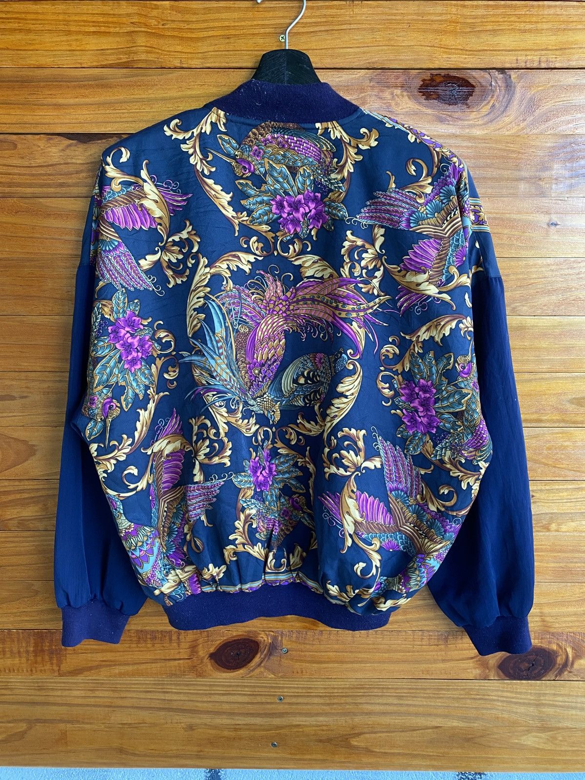 Vintage Vintage DaSjee Bomber Jacket Baroque Bird Floral Pattern Size L / US 10 / IT 46 - 9 Thumbnail