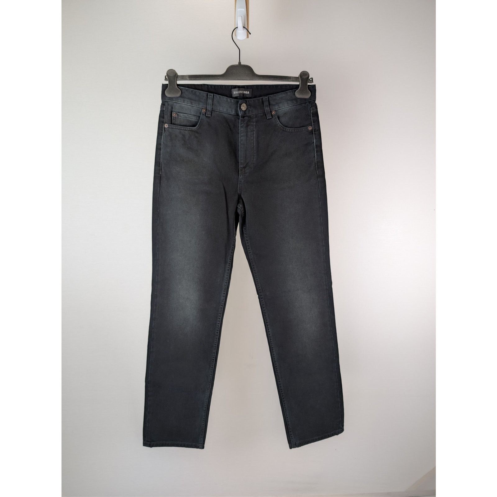 Balenciaga o1rshd1 CCRAB Soft Black Left Hand Denim Jeans Pants Size US 33 - 1 Thumbnail