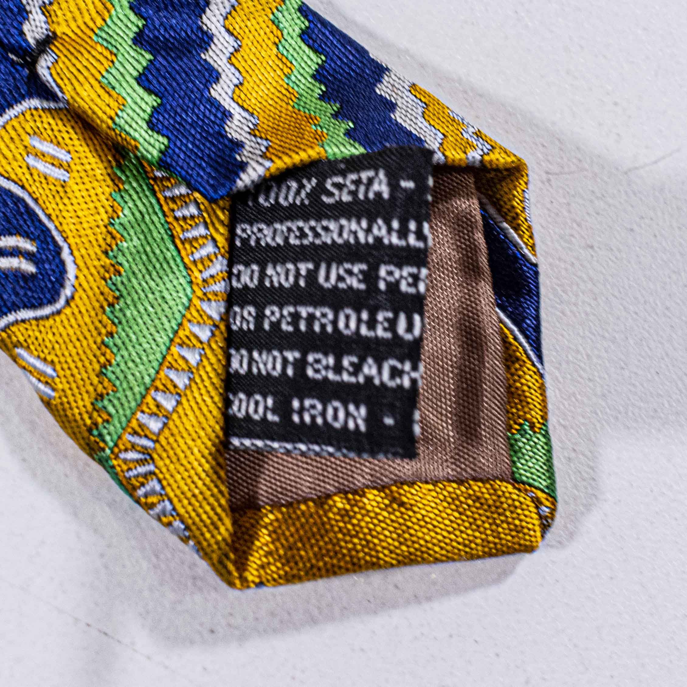 Versace Gianni Versace Tie Silk Striped Blue Gold 90s Italy Luxury Size ONE SIZE - 6 Thumbnail