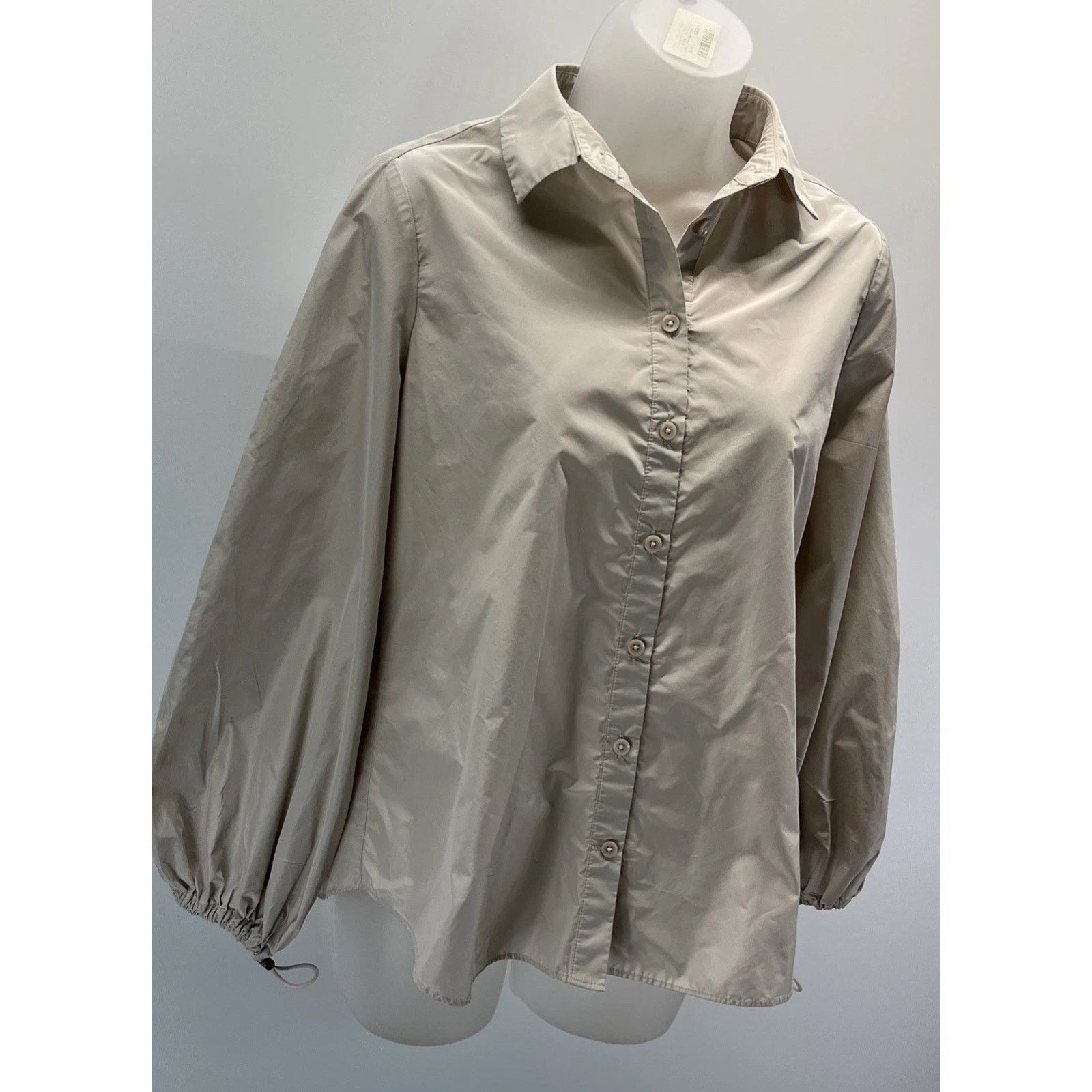 Chicos Chicos Bungee Sleeve Button Up Beige Shacket XS Size XS / US 0-2 / IT 36-38 - 2 Thumbnail
