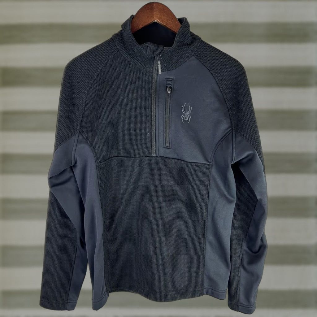 Spyder Spyder Pullover Mens S Black Gray 1/4 Zip Fleece Mock Neck Skiing Hiking Waffle Knit Casual Activewear Size US S / EU 44-46 / 1 - 1 Thumbnail