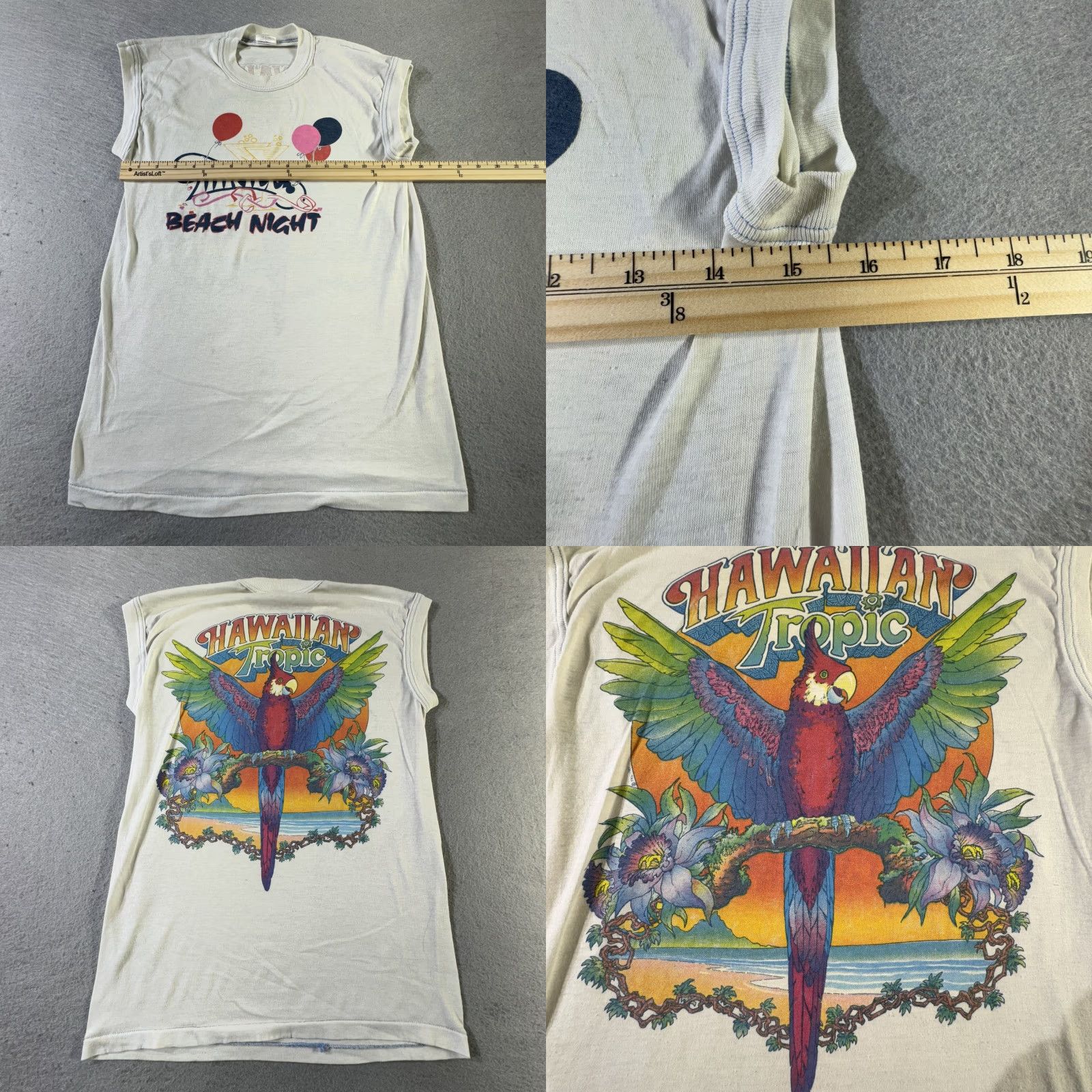 THRILLS VINTAGE Signal T-Shirt Men’s Medium Hawaiian Tropic Parrot Graphic 80s Beach Night Tee White Mens Size US M / EU 48-50 / 2 - 8 Thumbnail
