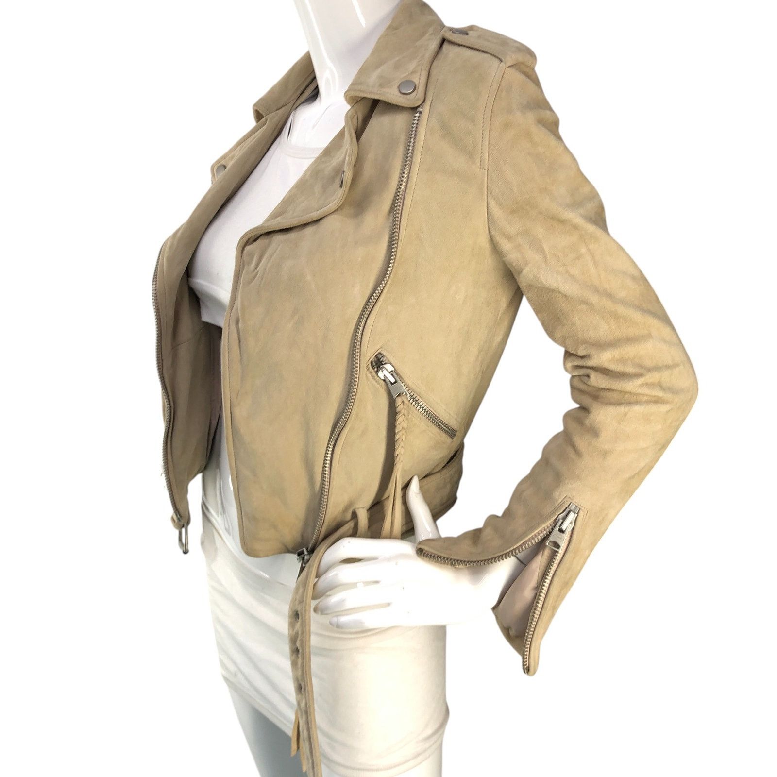 Allsaints Allsaints Size 2 Jacket Moto Plait Balfern Biker Goat Suede Size XS / US 0-2 / IT 36-38 - 4 Thumbnail