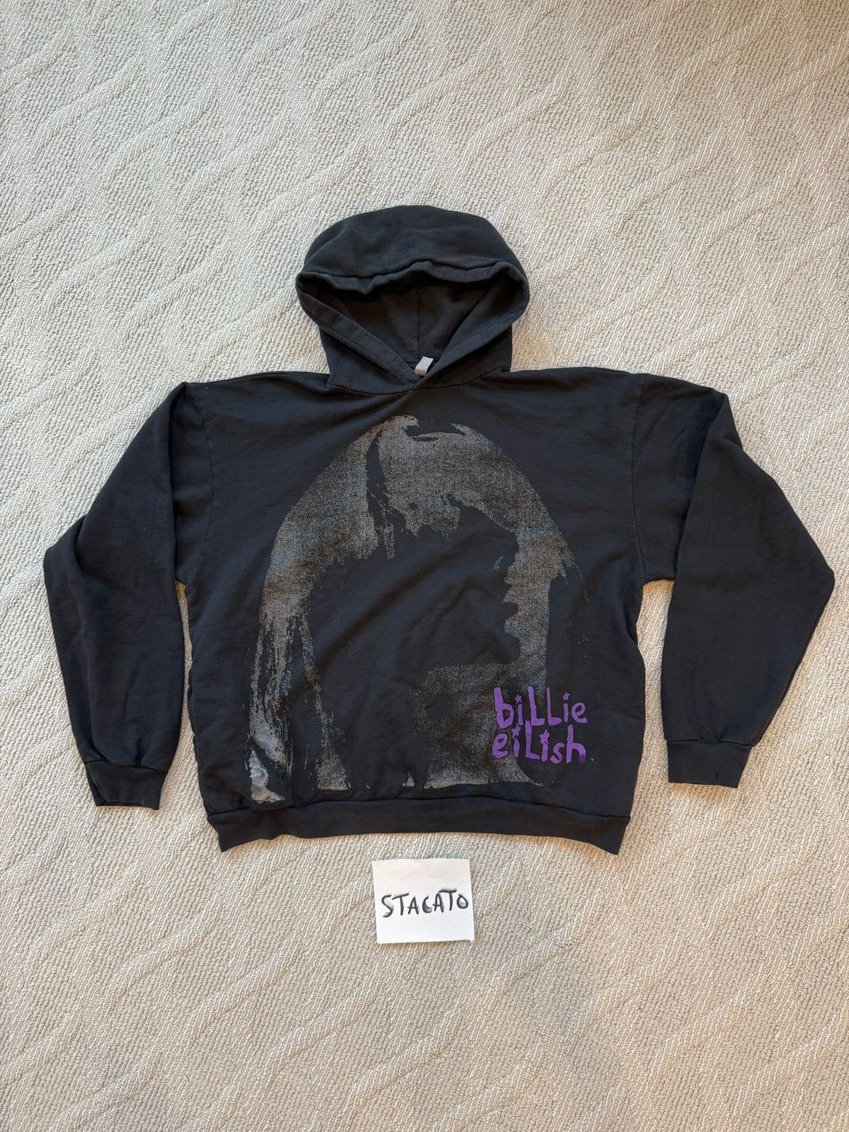 Band Tees Billie Eillish Hoodie Black Purple Medium Size US M / EU 48-50 / 2 - 1 Thumbnail