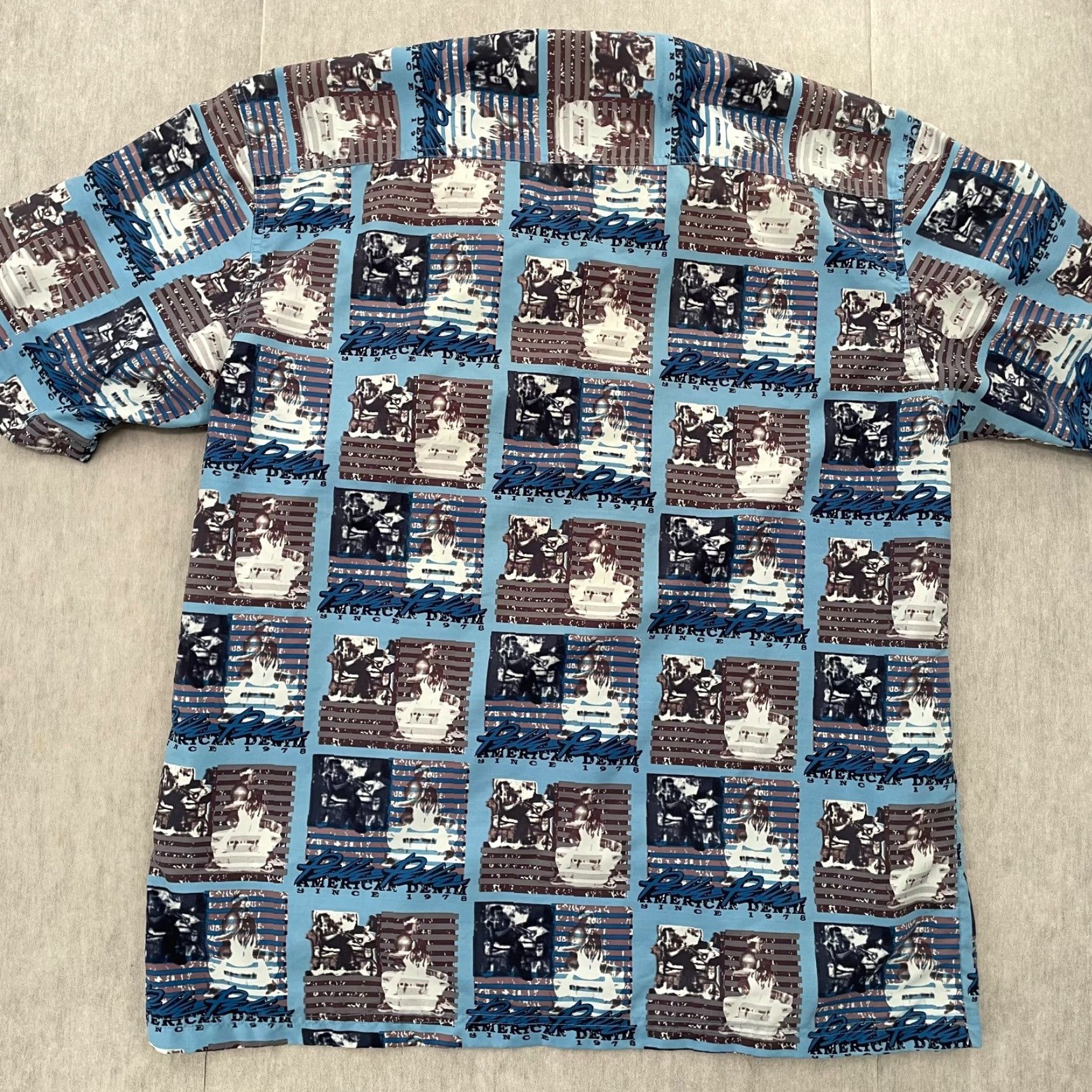 Pelle Pelle Pelle Pelle Marc Buchanan Shirt Adult XL Blue Button Up Short Sleeve Pocket Mens Size US XL / EU 56 / 4 - 2 Thumbnail