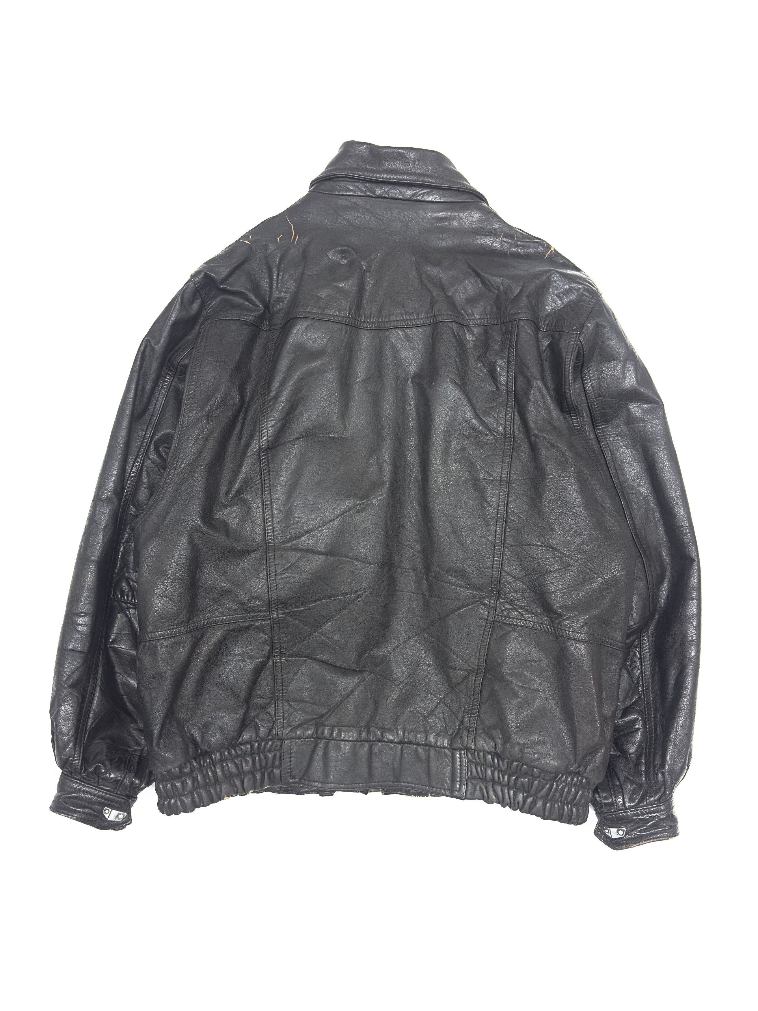 Vintage Daniel Ricci Vintage Heavy Leather Bomber Jacket 1990s Size US L / EU 52-54 / 3 - 4 Thumbnail