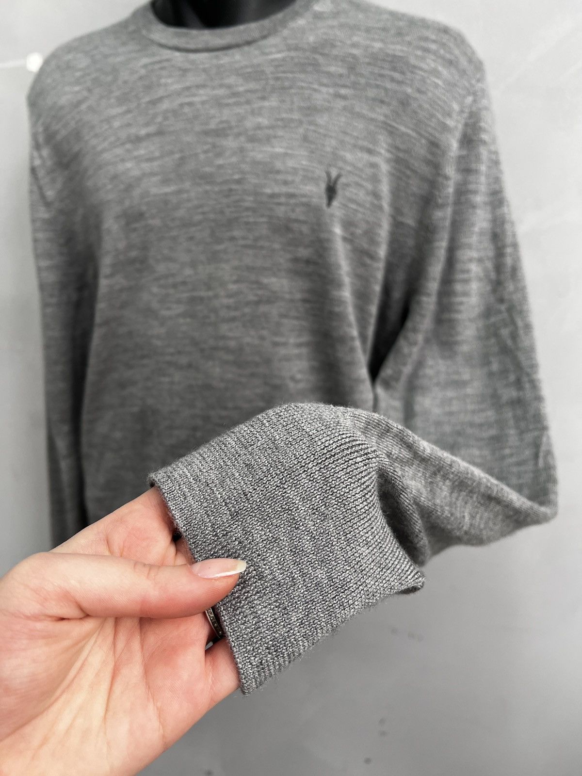 Allsaints Allsaints gray Sweater minimalistic jamper merino wool Size US L / EU 52-54 / 3 - 5 Thumbnail