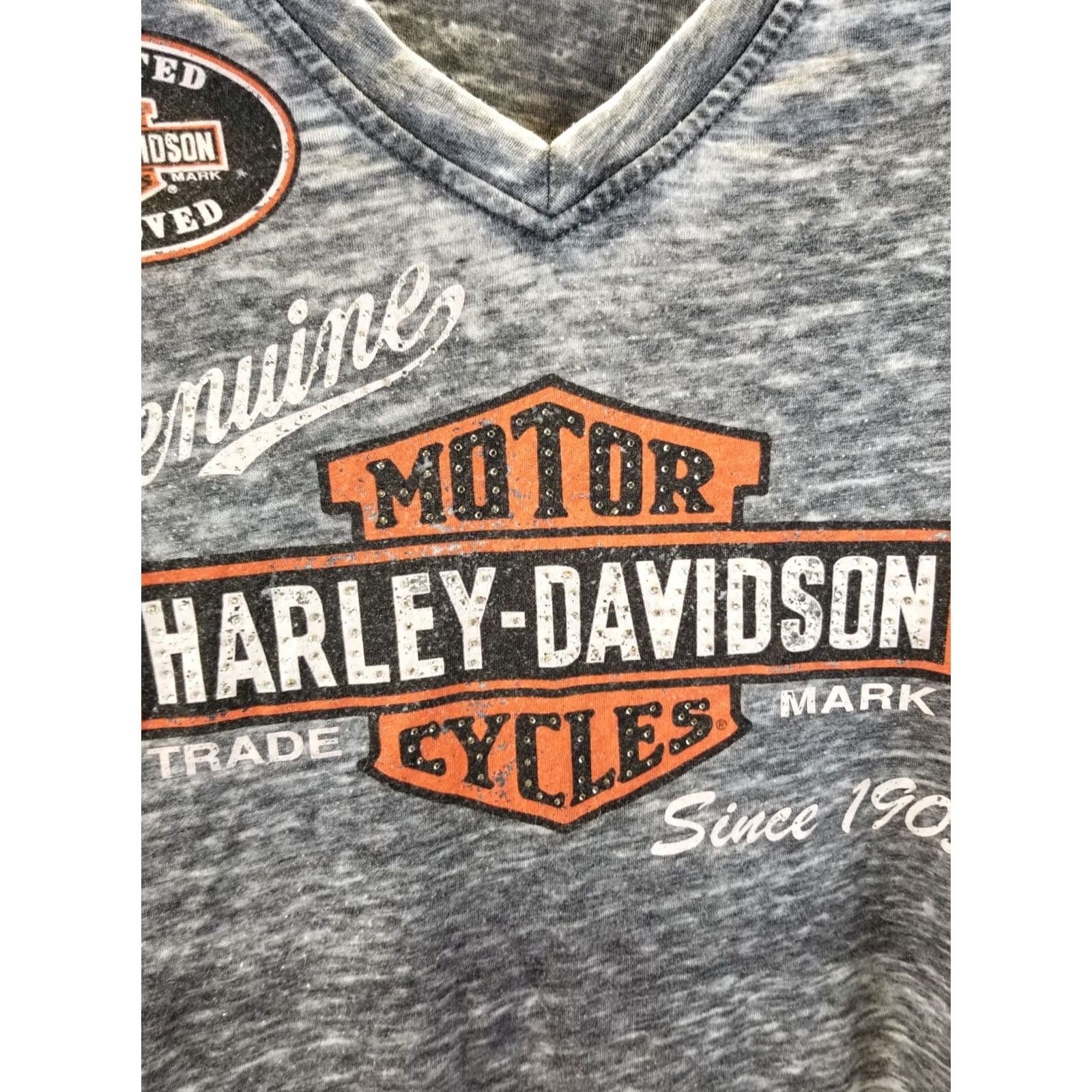 Harley Davidson VINTAGE HARLEY DAVIDSON T-SHIRT WOMEN'S MEDIUM BLACK V NECK RETRO USA PAPER THIN Size M / US 6-8 / IT 42-44 - 2 Thumbnail