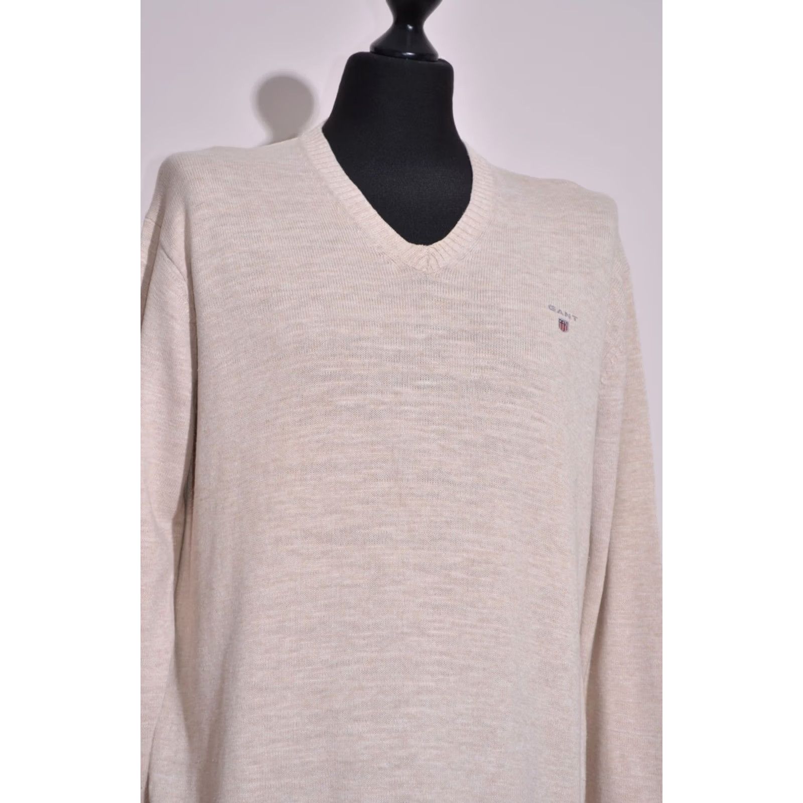 Gant GANT Men’s Jumper Pullover Sweater V-Neck Vintage Cotton Beige L Men’s V-Neck Jumper Pullover Beige Vintage Cotton L Size US L / EU 52-54 / 3 - 2 Thumbnail
