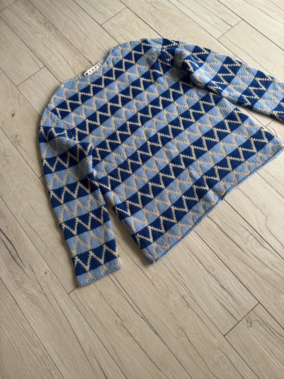 Marni FW20 Marni Thick Knitted Handmade Blue WoolSweater Size US M / EU 48-50 / 2 - 5 Thumbnail