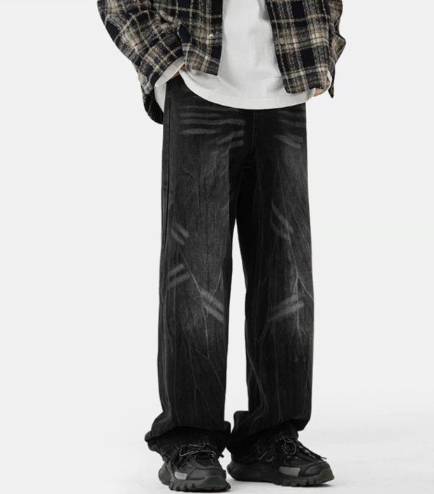 Japanese Brand Washed men's high street straight loose wide-leg retro jeans Size US 32 / EU 48 - 4 Thumbnail