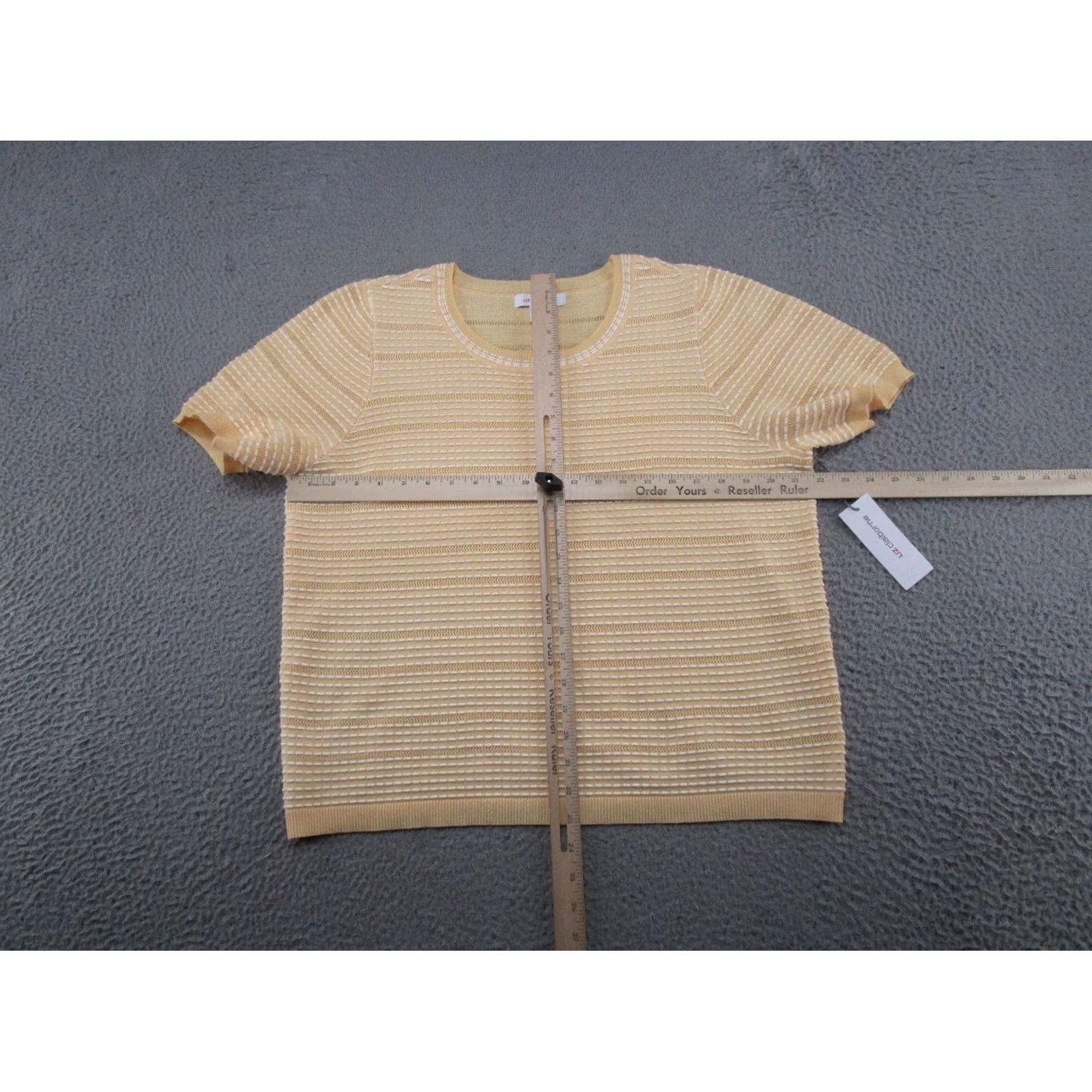 Liz Claiborne Liz Claiborne Sweater Top Striped Short Sleeve XL Womens Pullover Knit Cotton Multicolor Cardigan? Size XL / US 12-14 / IT 48-50 - 6 Thumbnail