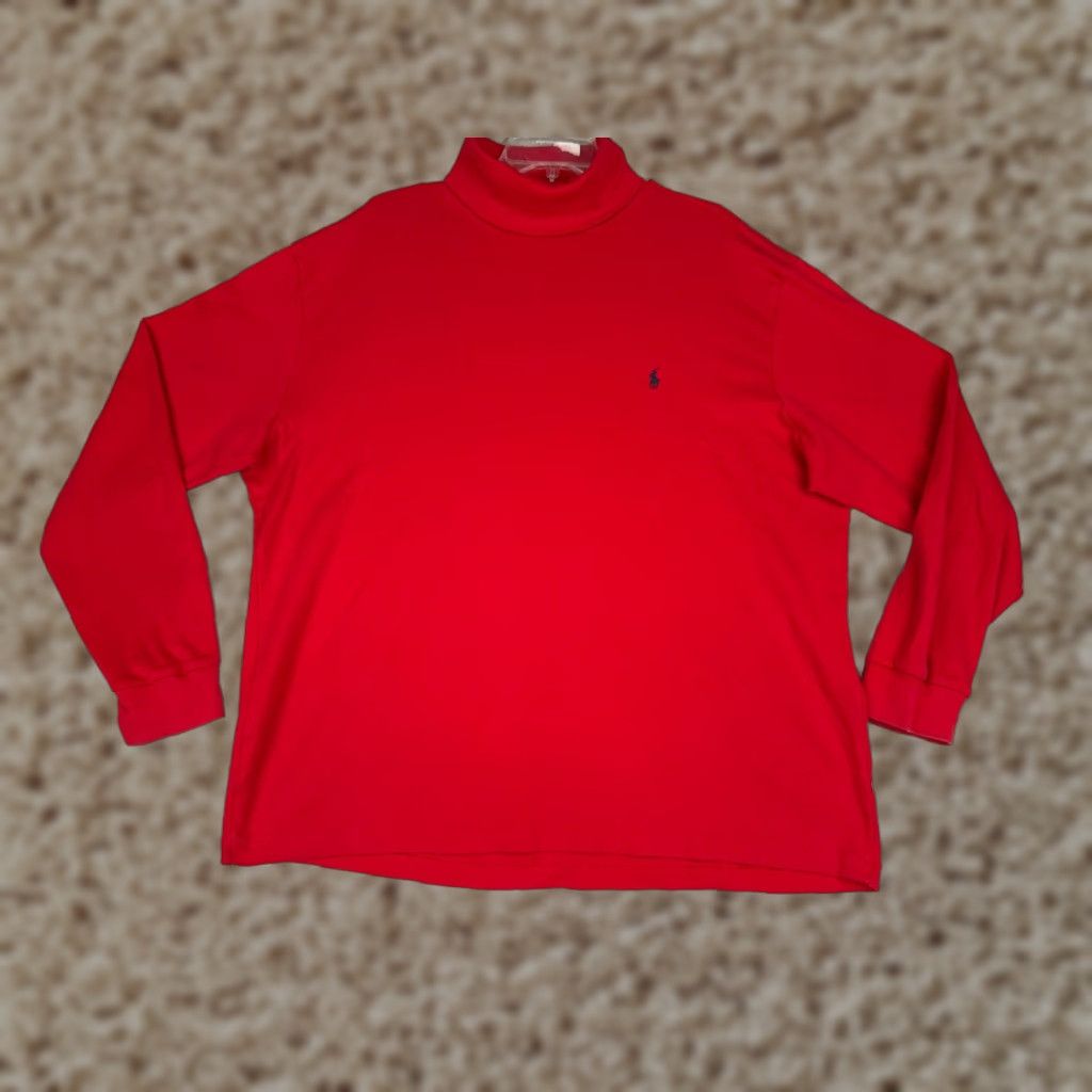 Ralph Lauren VINTAGE Polo Ralph Lauren Shirt Men XL Red Turtleneck 100% Cotton Embroidered Pony Polo Ralph Lauren Shirt Mens Red Turtle Neck 100% Cotton Size US XL / EU 56 / 4 - 1 Thumbnail