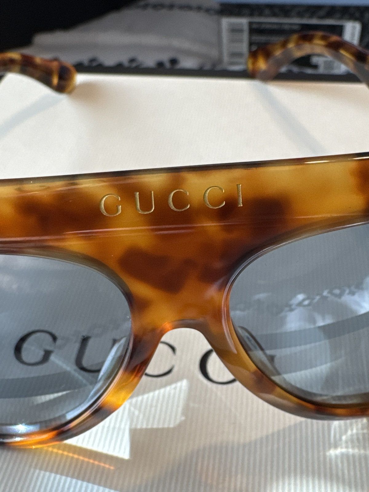 Gucci Gucci Aviator Oversized Brown Acetate Sunglasses GG Motif Size ONE SIZE - 5 Thumbnail