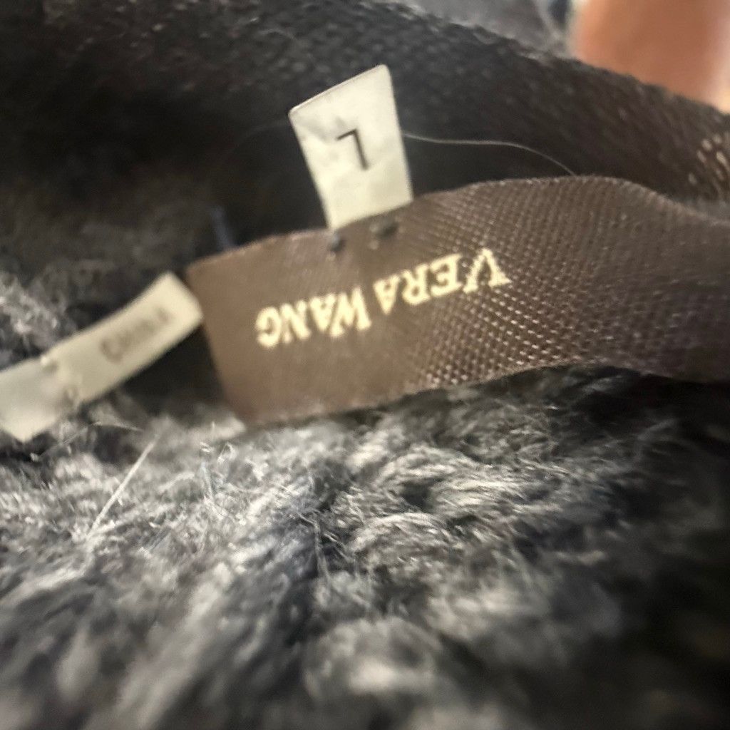 Vera Wang Women's Vera Wang Gray Fur Trim Cardigan Sweater Size L Size L / US 10 / IT 46 - 18 Thumbnail