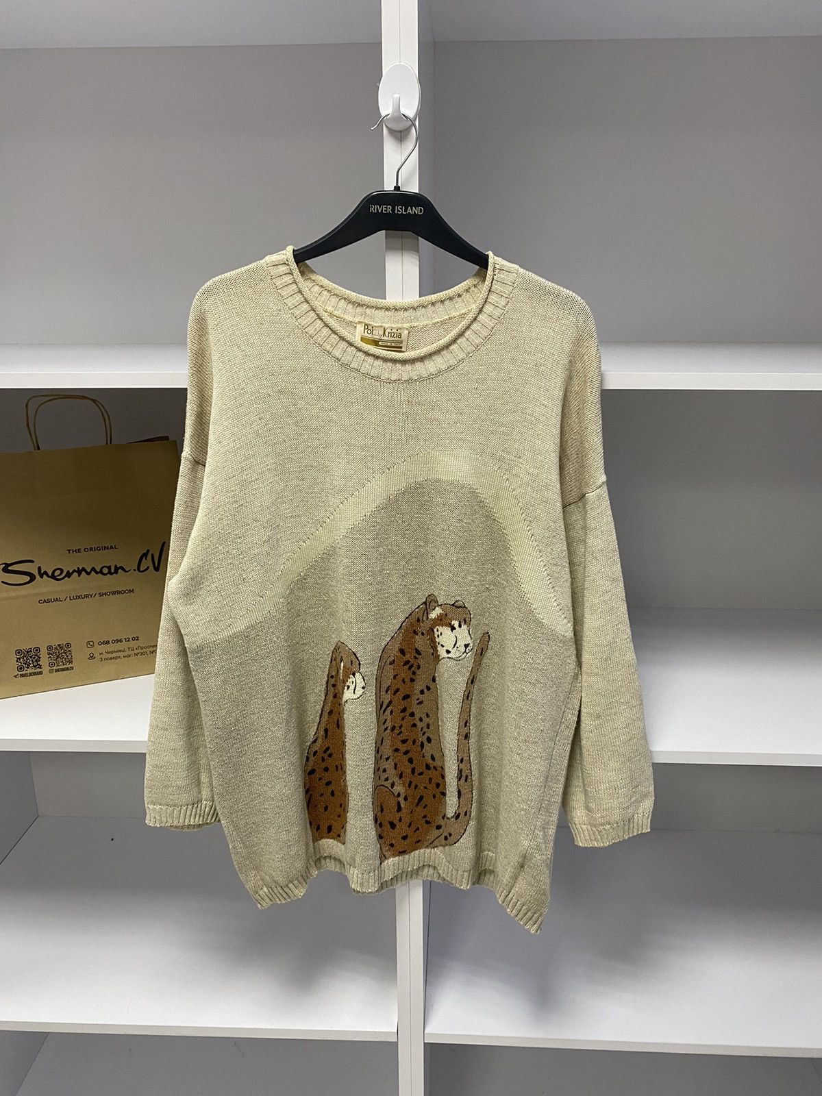 Designer × Vintage Vintage Poi by Krizia women’s tiger printed jumper sweater Size L / US 10 / IT 46 - 5 Thumbnail