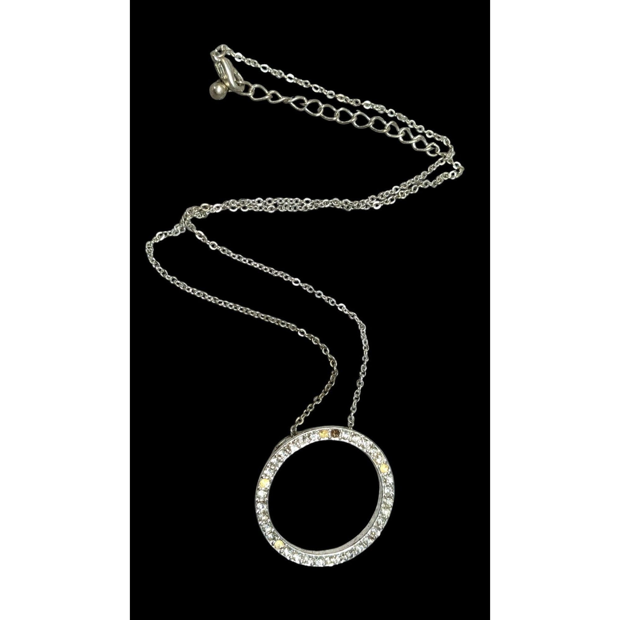 Other Geometric Glam Open Circle Rhinestone Pendant Necklace Size ONE SIZE - 1 Thumbnail