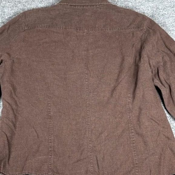 Vintage VINTAGE Christopher Banks XL Brown Linen Blend Button Down Shirt Roll Tab Sleeve Fall Women XL Brown Button-Down Shirt Womens Size XL / US 12-14 / IT 48-50 - 3 Thumbnail