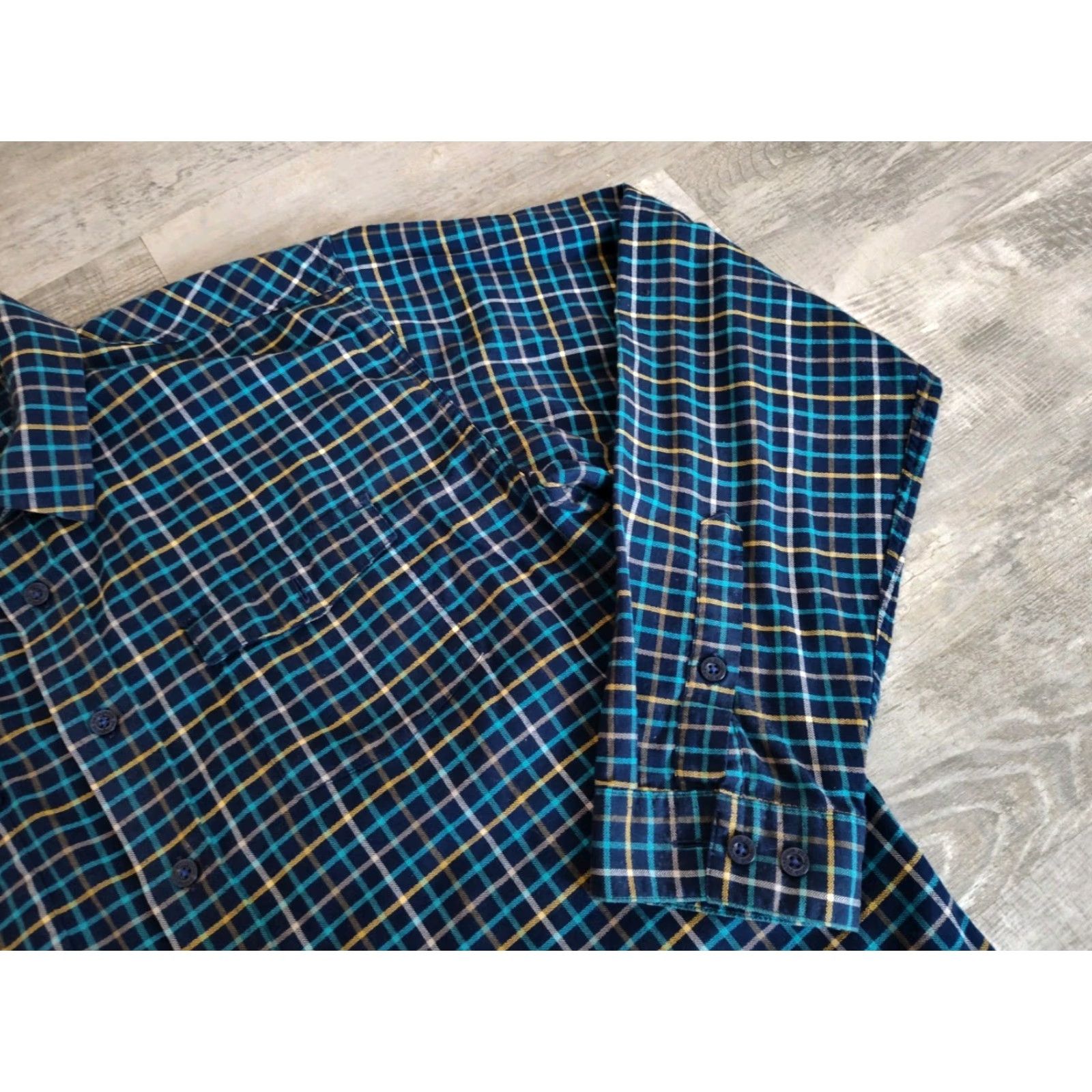 Patagonia Patagonia Men's L Blue Plaid Organic Cotton Button-Up Shirt Long Sleeve Collared Spread | 53856 Size US L / EU 52-54 / 3 - 3 Thumbnail