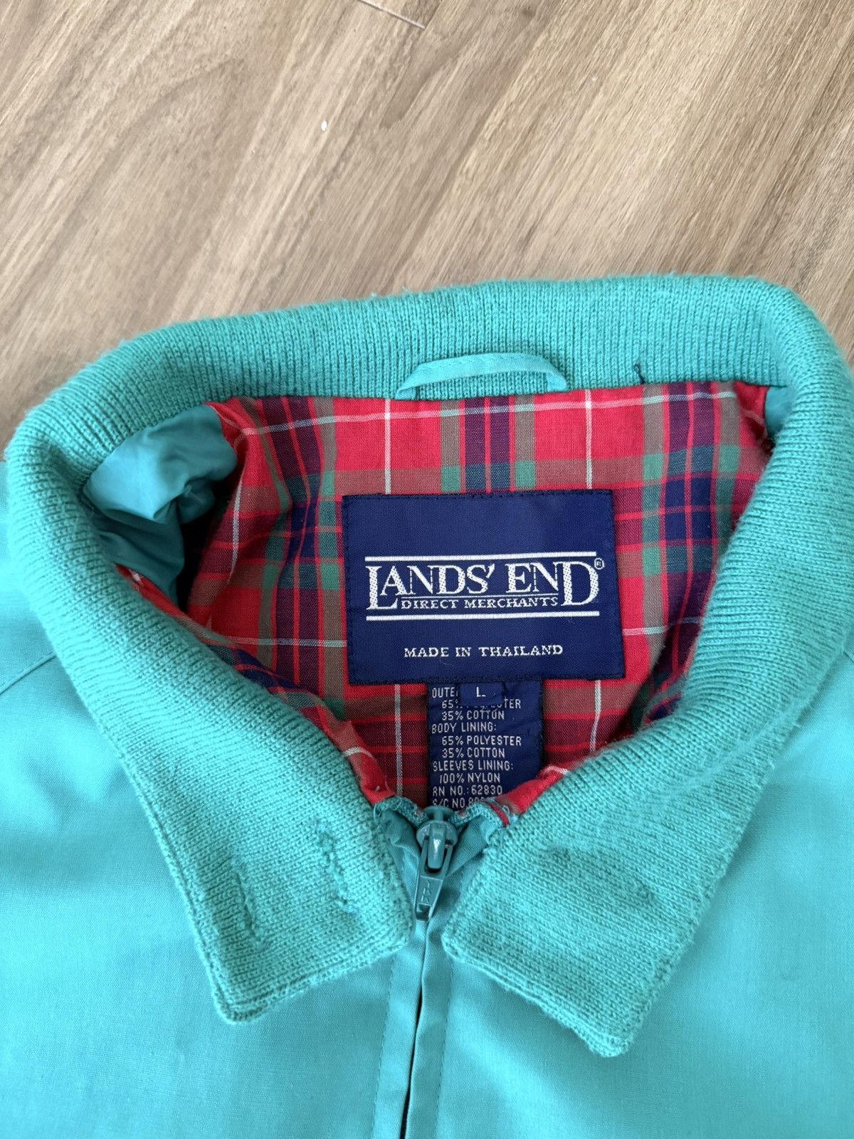 Lands' End Vintage Lands' End Vintage Jacket Green Bomber Jacket Size US L / EU 52-54 / 3 - 3 Thumbnail