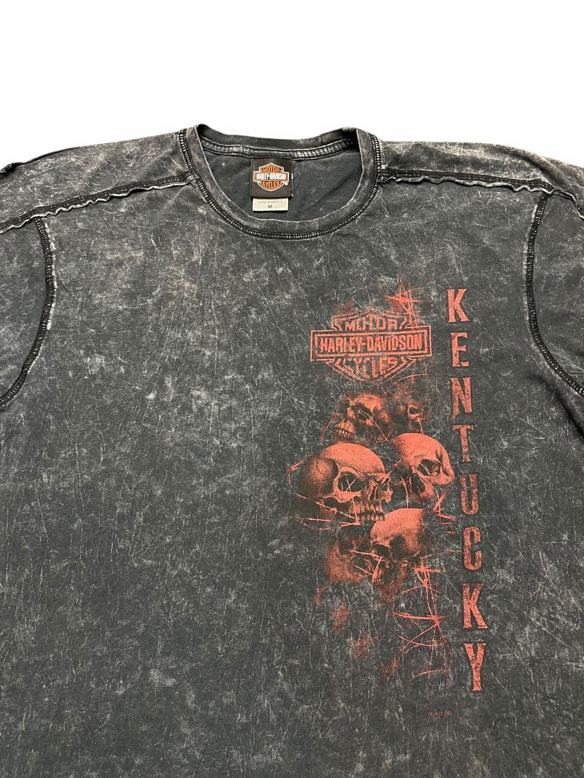 Affliction × Harley Davidson × If Six Was Nine Y2K Harley Davidson Skull Thrashed Shirt Size US M / EU 48-50 / 2 - 3 Thumbnail