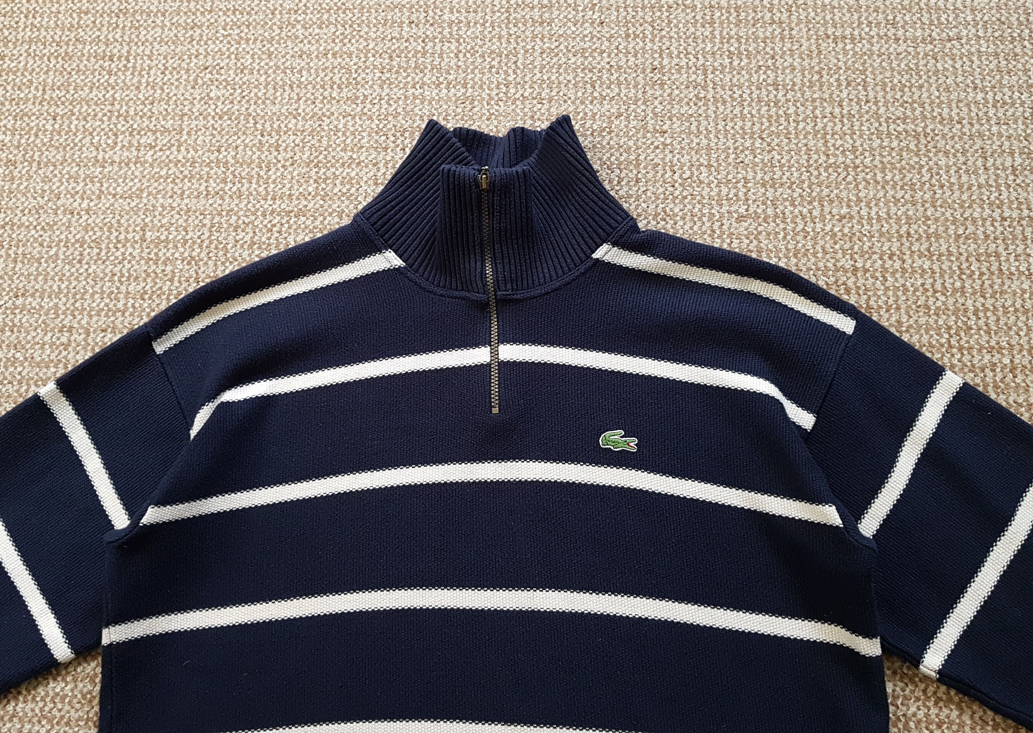 Lacoste Vintage Lacoste Straipe Cotton Blend Zip Sweater Spain Size US XL / EU 56 / 4 - 6 Thumbnail