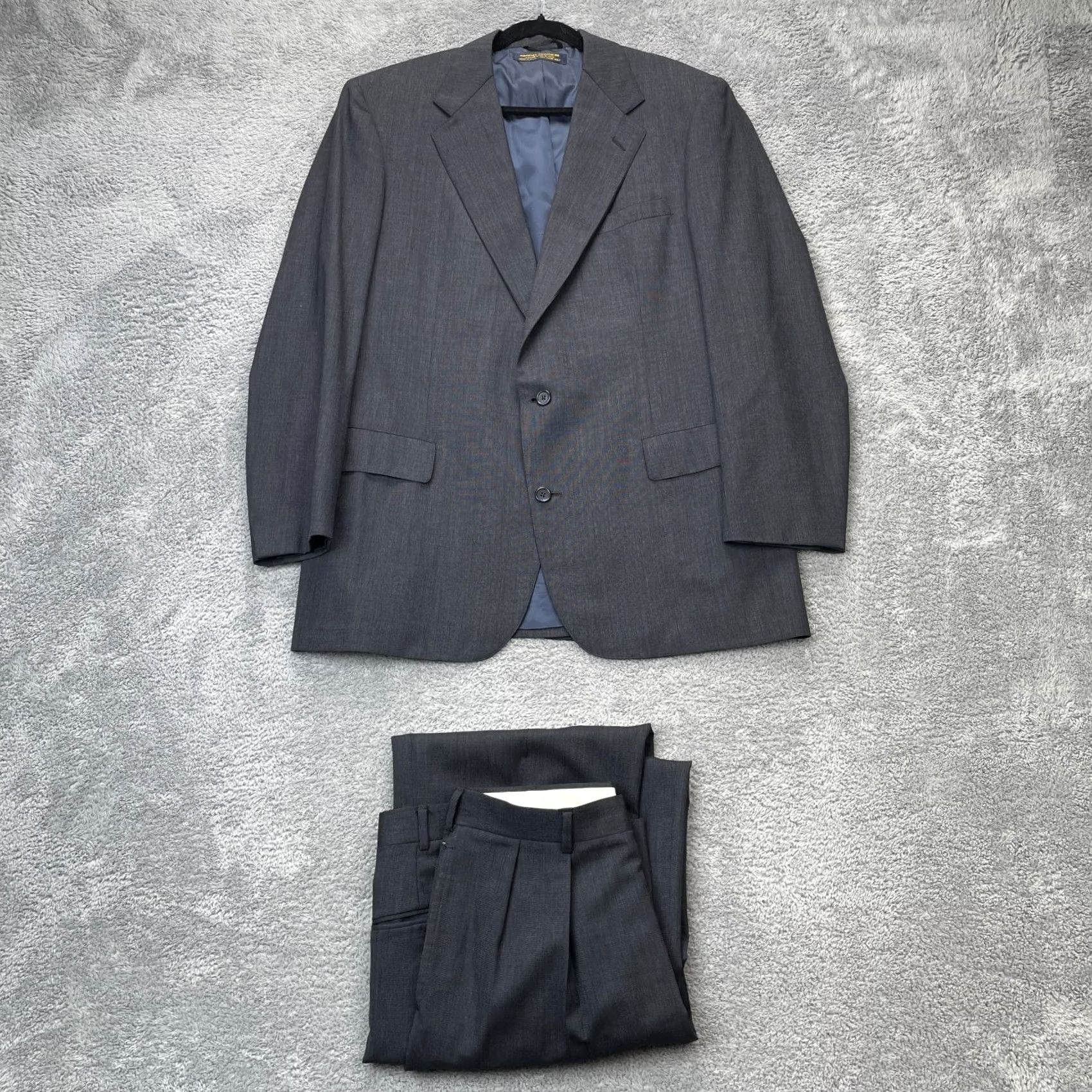 Brooks Brothers Vintage Brooks Brothers Suit Mens 43 Gray Notch Lapel Single Breasted 2 Piece Wool USA Coat Jacket Full Set Clothing Size 46R - 2 Thumbnail