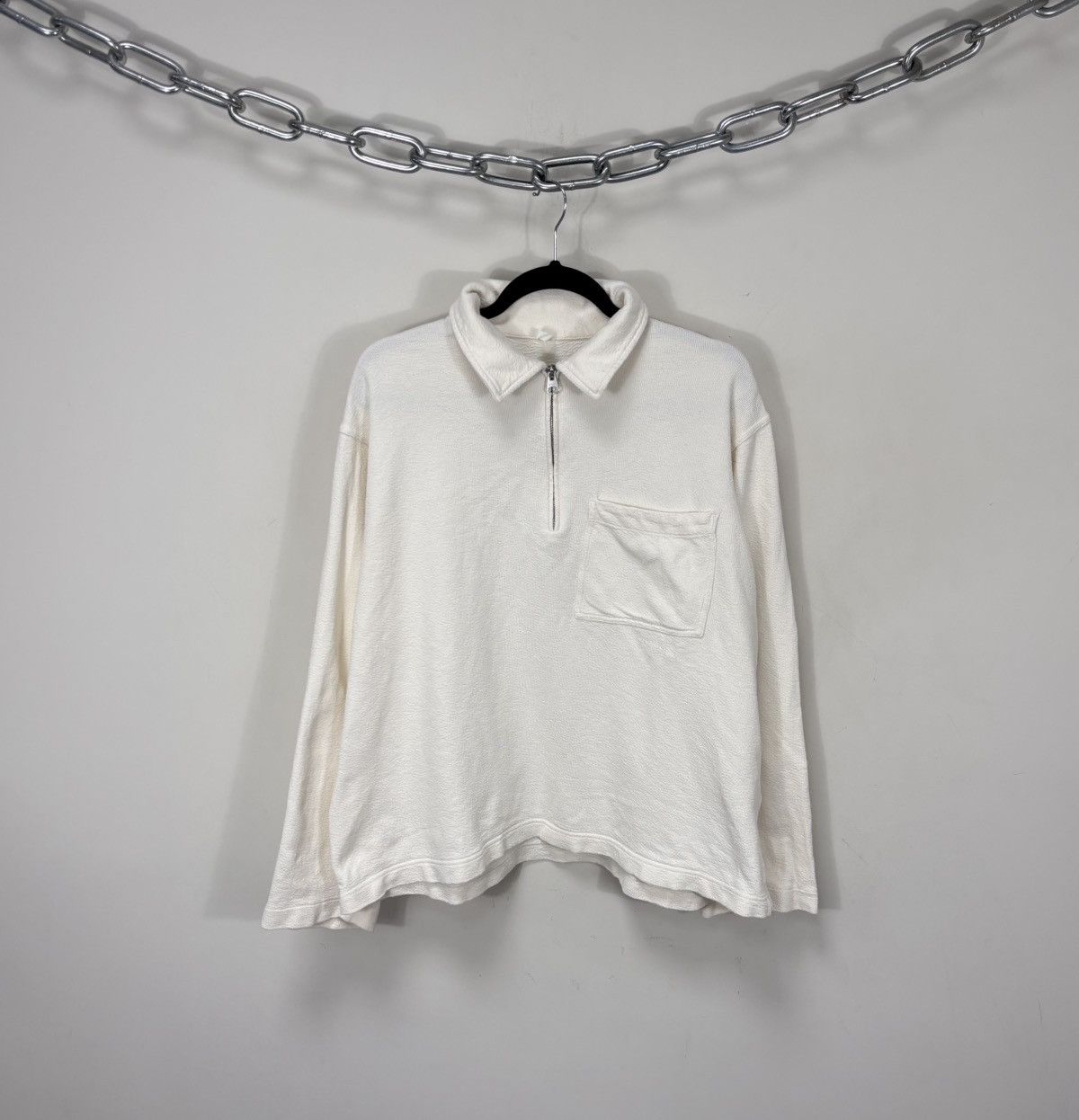 Arket Arket Men’s Ivory Cotton 1/4 Zip Sweatshirt Pullover Size US M / EU 48-50 / 2 - 1 Thumbnail