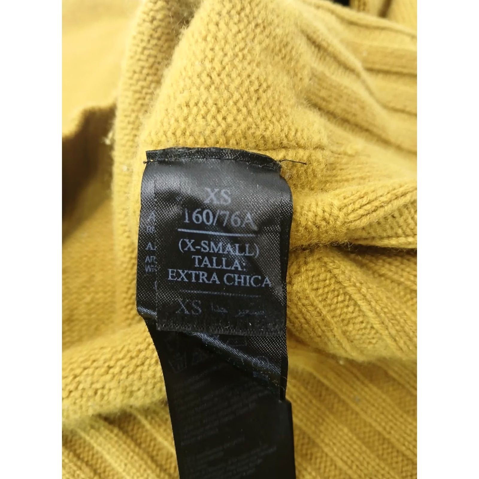 Allsaints Sweater Womens Xs Mustard Cashmere Crewneck Tight Knit Pullover Italian Yarn in Orange, Women's — image 5 of 6