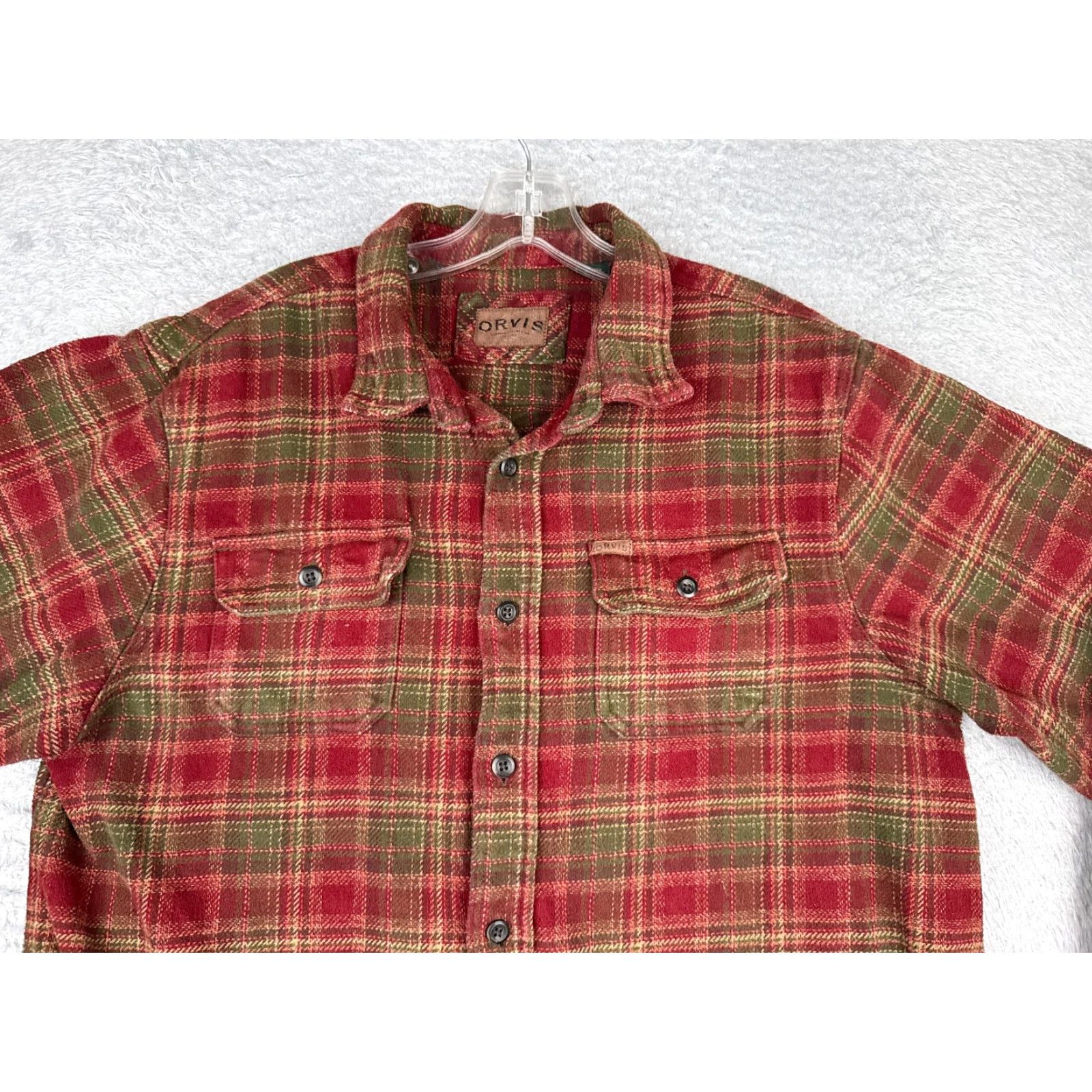 Orvis Orvis Shirt Men XL Plaid Flannel Button-Up Cotton Casual Workwear Red Green Beige Outdoors Mens Size US XL / EU 56 / 4 - 4 Thumbnail