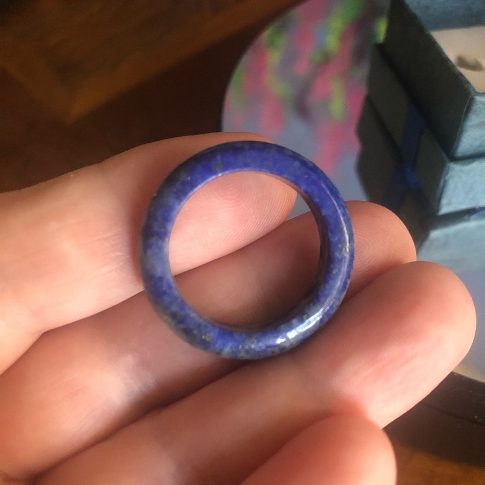 Handmade Handcrafted genuine sodalite stone band ring 9.5 Size ONE SIZE - 4 Thumbnail