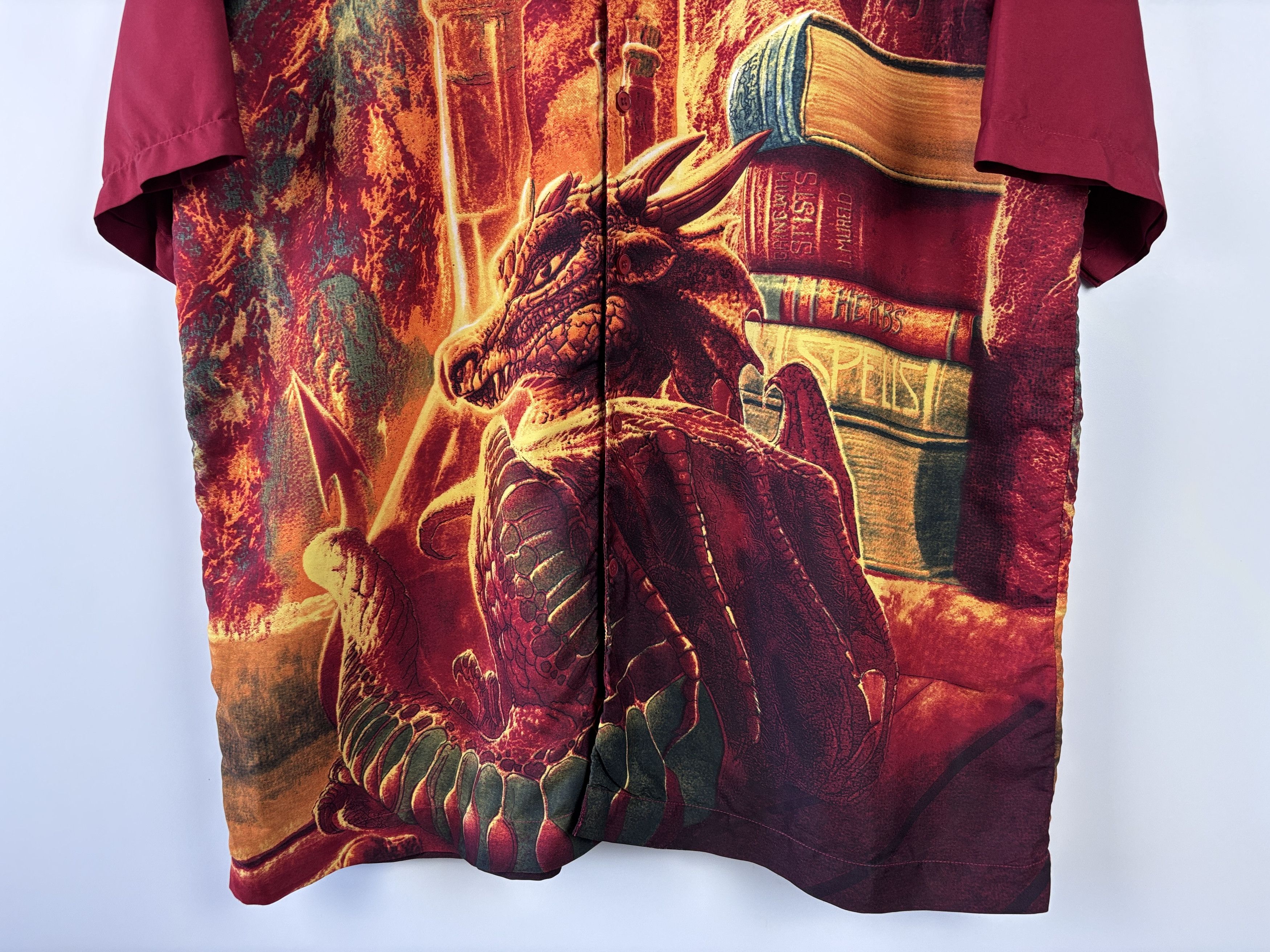 Japanese Brand × Vintage VTG Kickflip Dragon Fire Scull Print Short Sleeve Shirt XL Size US XL / EU 56 / 4 - 3 Thumbnail